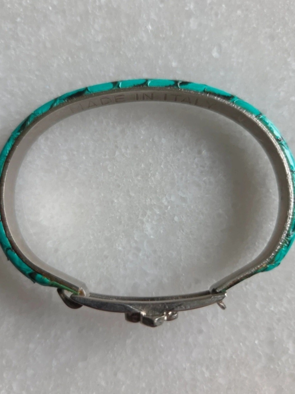 Made in Italy Animal Faux Leather Silvertone Hinged Bracelet